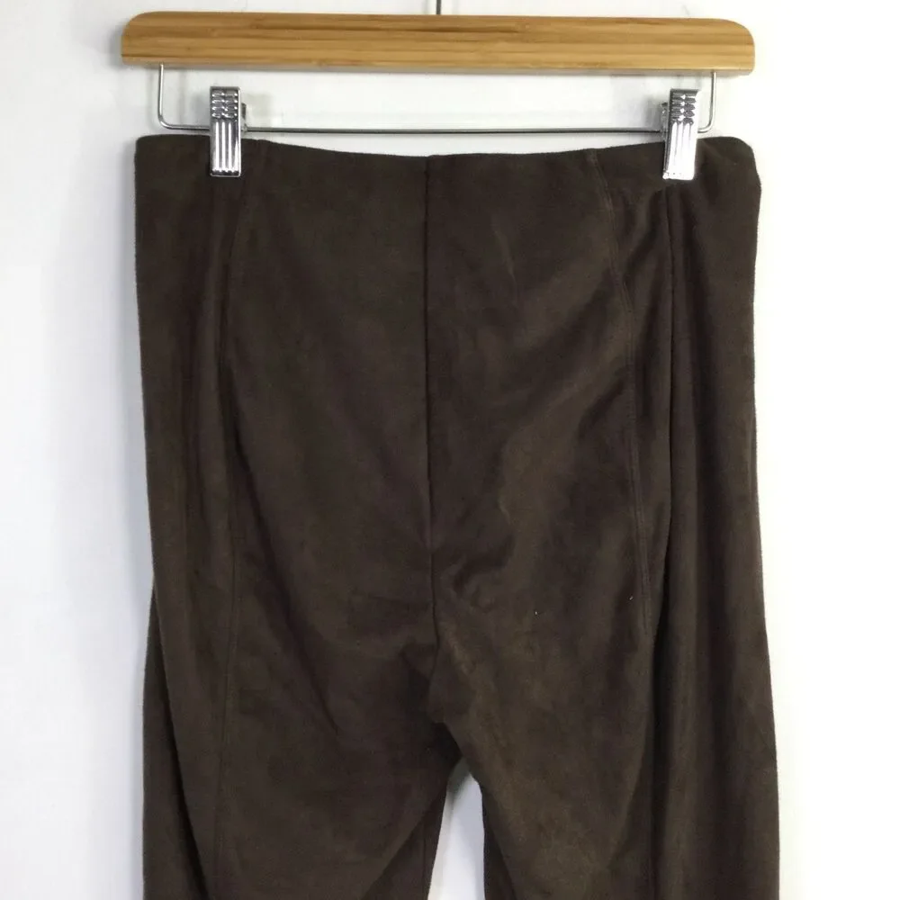 Lysse Womens Faux Suede High Waist Velvet Leggings Pull-On Dark Brown Size M - Picture 8 of 15